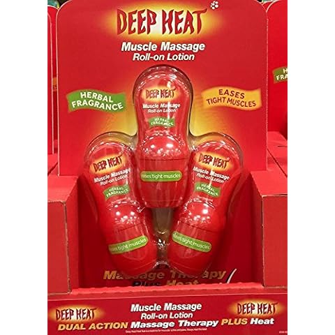 THREE PACKS of Deep Heat Muscle Massage Roll-On Lotion 50ml… Cover