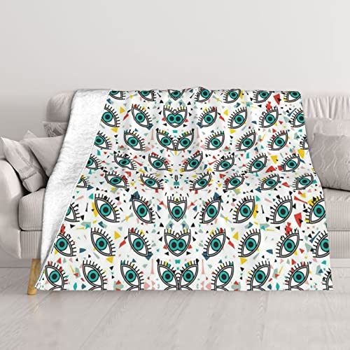 Couverture de canapé imprimée yeux plaid double couche pour salon