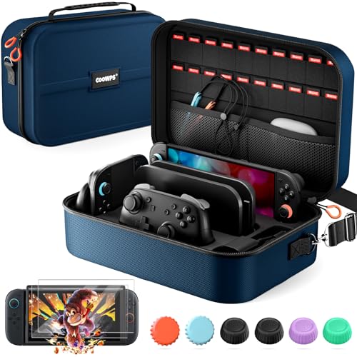 Image of COOWPS Switch 2 Case Bundle for Nintendo Switch 2, with 2-Pack Screen Protector, 6Pcs Thumb Grips, 20 Game Card Slots, Portable Travel Full Protection All In One Storage Case for Switch 2 Accessories