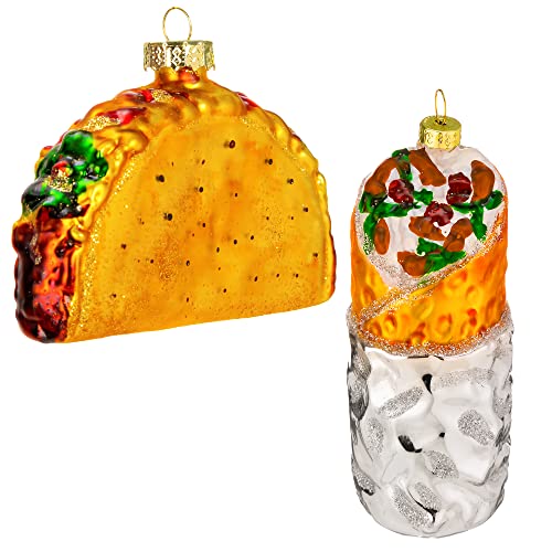 Geblasenes Glas Weihnachtsschmuck Taco und Burrito Set Handwerk Weihnachtsbaum Dekoration Weihnachtsfeier