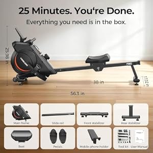 YOSUDA Rowing Machine for Home, Magnetic Rower with 16 Resistance Levels — photo 5 of 6
