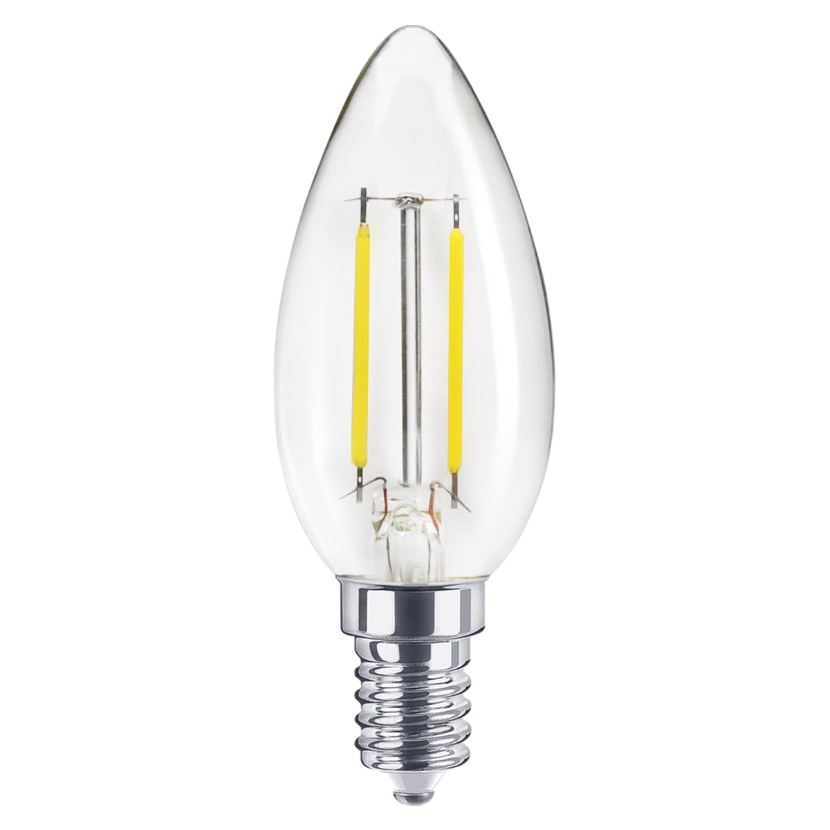 Long Life Lamp Company 10 x 2W LED Candle Bulb E14 SES Base 5000K Cool White Clear Glass Filament