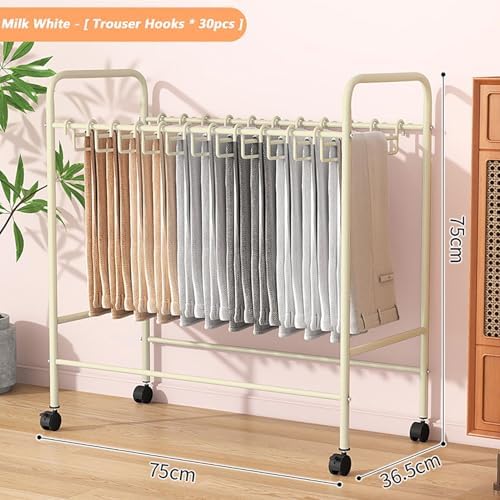 Miniatura 2 de Slide Out Pants Rack Closet Hanger Bar Pull Trousers Tie Belts Scarf Racks Top Mounted Wardrobe Clothes for Closet Retractable,Space-Saving Rolling