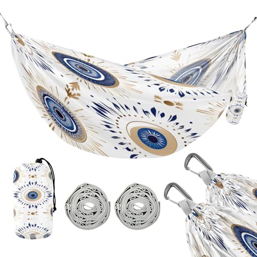 ATTX Evil Eye Camping Hammock - Lightweight & Portable Hammocks, Heavy Duty 330lbs Capacity for Indoor, Hiking, Backpacking, Travel, Backyard, Beach#249