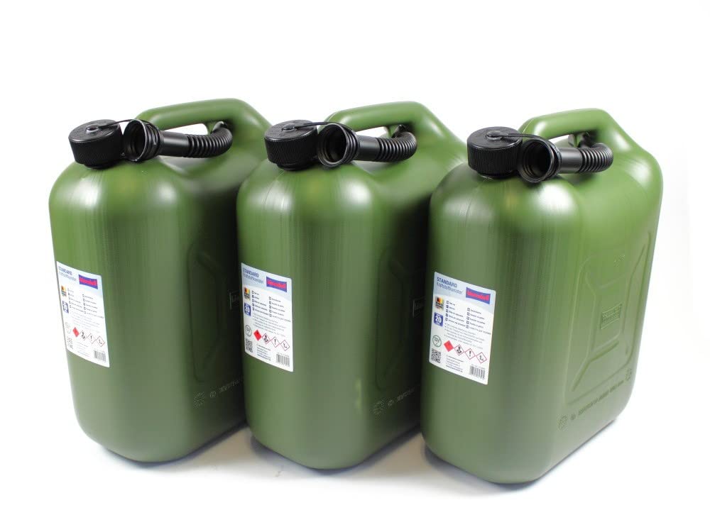 3er Set Benzinkanister 20L Kraftstoff Kanister UN-Zulassung Diesel Benzin E85 Sprit inklusive Ausgießer