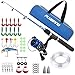 PLUSINNO Kids Fishing Pole,Light and Portable Telescopic Fishing Rod and Reel Combos for Youth Fishing (Black Handle with Bag, 115CM 45.27In)