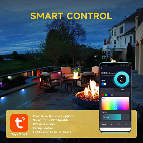 Coloer 7 Inch 5W Rgb Led Hardscape Lighting, 12V-15V Ac/Dc Low Voltage Smart Outdoor Wall Lights Color Changing, Ip65 Waterproof Landscape Step Light, Hardscape Paver Light, Etl Listed,4 Pack #TOP1