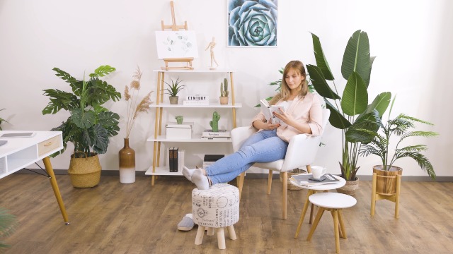 Sgabello Imbottito Stile Shabby Chic - Poggiapiedi O Seduta, Crema - Foto 3