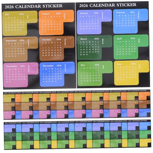 SEWACC 12セット 年対応カレンダーシール 入り 両面表示可能な月間プランナータブ付 ノート 手帳用付箋ラベル スク ブックやスケジュール管