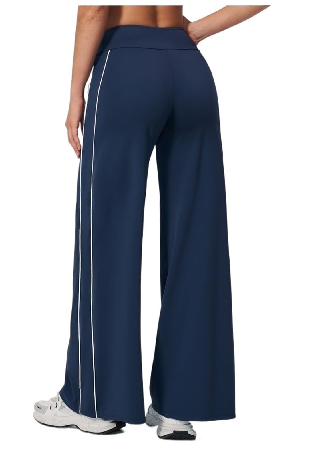 AWSQ23 Pantalones Yoga Mujer Cintura Alta - Control Barriga, Suaves y Elásticos, Pierna Ancha - Casual y Entrenamiento