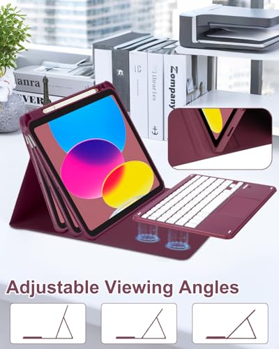 Étui avec clavier tactile pour iPad Air M4 idéal pour travailler au café en rouge vin - 4