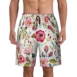 Vêtement de sport léger pour homme : ce short de bain pour homme à imprimé floral et feuilles combine un tissu léger avec des coutures renforcées, ce qui le rend facile à déplacer, que vous soyez sur les vagues ou que vous vous détendiez sur terre.