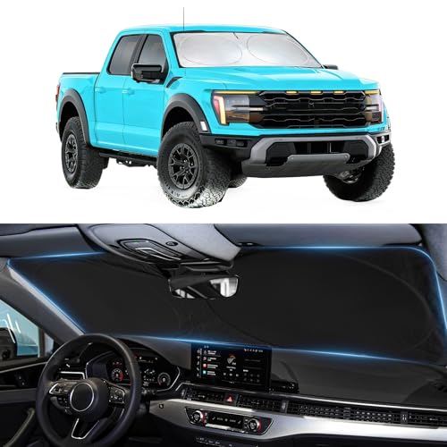 Sun Shade for F150 Windshield Sunshade for 2021-2024 2025 2026 Ford F-150 Lariat, King Ranch, Platinum, XL XLT Limited Raptor Front Window Cover Shield Visor Protector Keep Interior Cool