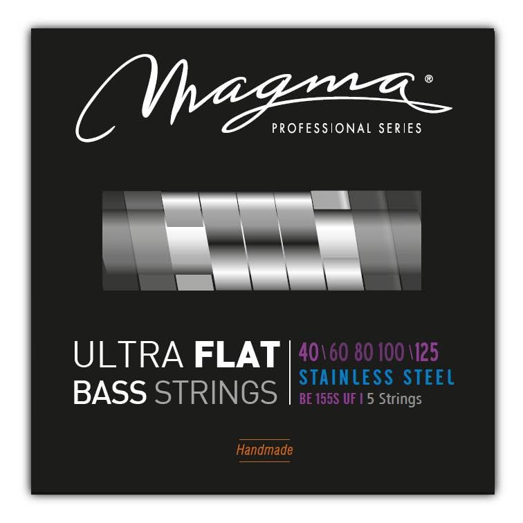 Magma - 1 set di corde per basso elettrico in acciaio inox ultra flat - tensione leggera - 5 corde, scala 34 pollici - set di 5 corde (.040" - .060" - .080" - .100" - .125") - BE155SUF