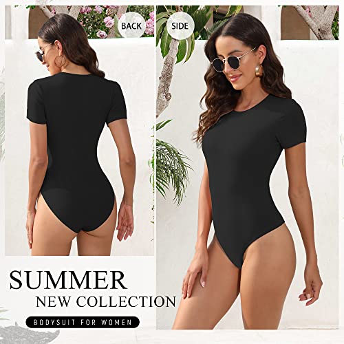 BALENNZ Women's 4/5 Pack Short Sleeve Round Neck Bodysuit Tops Crew Neck Basic Casual Tshirt Bodysuits2