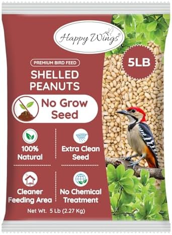 Shelled Peanuts Seeds Wild Bird Food – 5 Pounds I No Grow Seed I Bird Seed for Wild Birds