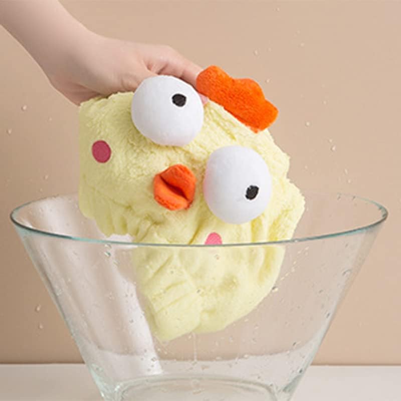 Microfiber Hair Drying Towels, Cute Cartoon Absorbent Hair Turban Towel Quick Drying Shower Cap Head Wrap for Girls Women (Yellow Chicken)
