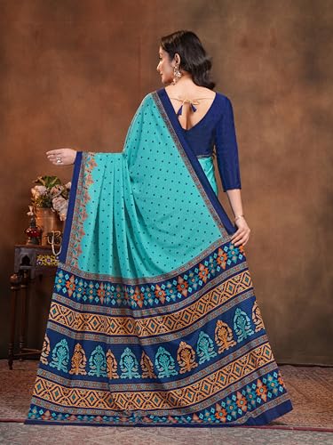 Image of Garden Vareli Floral Booti Print Crepe Saree With Unstitched Blouse Piece