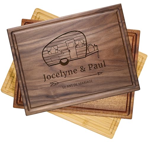 Tabla de cortar rectangular de madera nogal personalizada miniatura 1