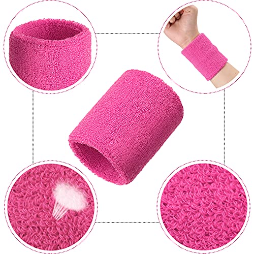 Image of Bememo 12 Pack Wristbands Sweatband for Women Men, Neon Colored Sport Wrist Bands, Tennis Football Basketball Sweatbands, Moisture Wicking Arm Bands for Working Out