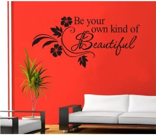 Newsee - Adhesivos decorativos para pared, 11.8 x 23.6in, diseño de texto "Be Your Own Kind of Beautiful Cit", color negro