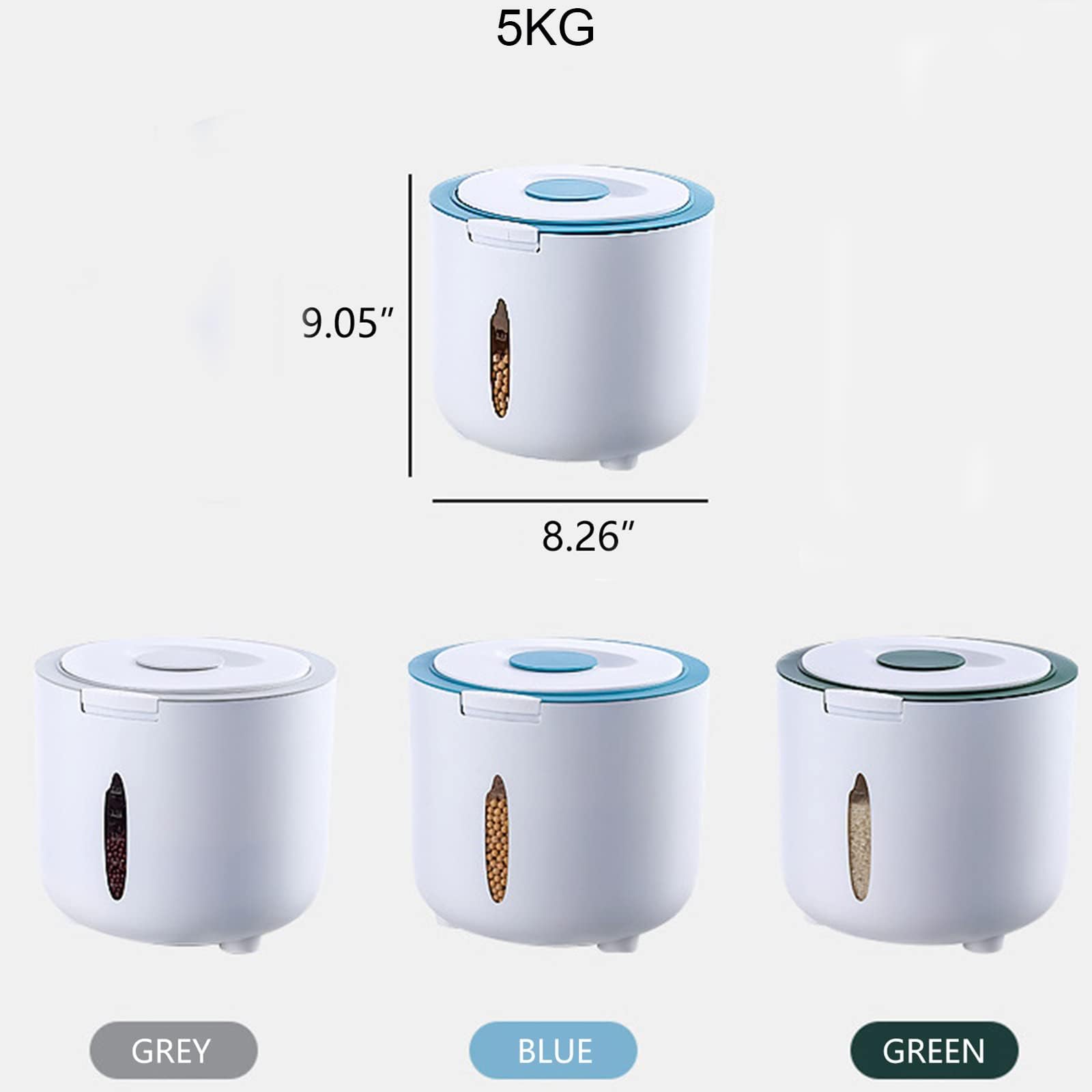 5 Kg Reis-Vorratsbehälter, Versiegelter Getreidespender, Aufbewahrungsbox Mit Deckel, Messbecher, Müsli-Vorratsbehälter, Lebensmittel-Vorratsbehälter,Blau
