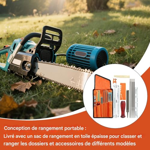 Kit de lime pour tronçonneuse de 14 pièces pour réparation temporaire et entretien du bois - 7