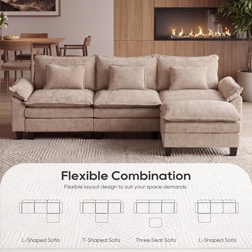 Image of URRED Oversized Modular Sectional Sofa，Khaki：122 inch L Shaped