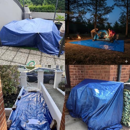 Lona de protección de 120 x 140 cm azul hecha de PE impermeable 8
