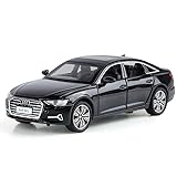 CKMODEL Haochi 1:32 Officially Licensed Audi A6L Alloy Model Toy Car with Opening Doors, Sound & Light Effects, Pull-Back Action, Shock Absorption & Steering (Black)