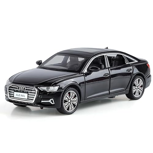 CKMODEL Haochi 1:32 Officially Licensed Audi A6L Alloy Model Toy Car with Opening Doors, Sound & Light Effects, Pull-Back Action, Shock Absorption & Steering (Black)