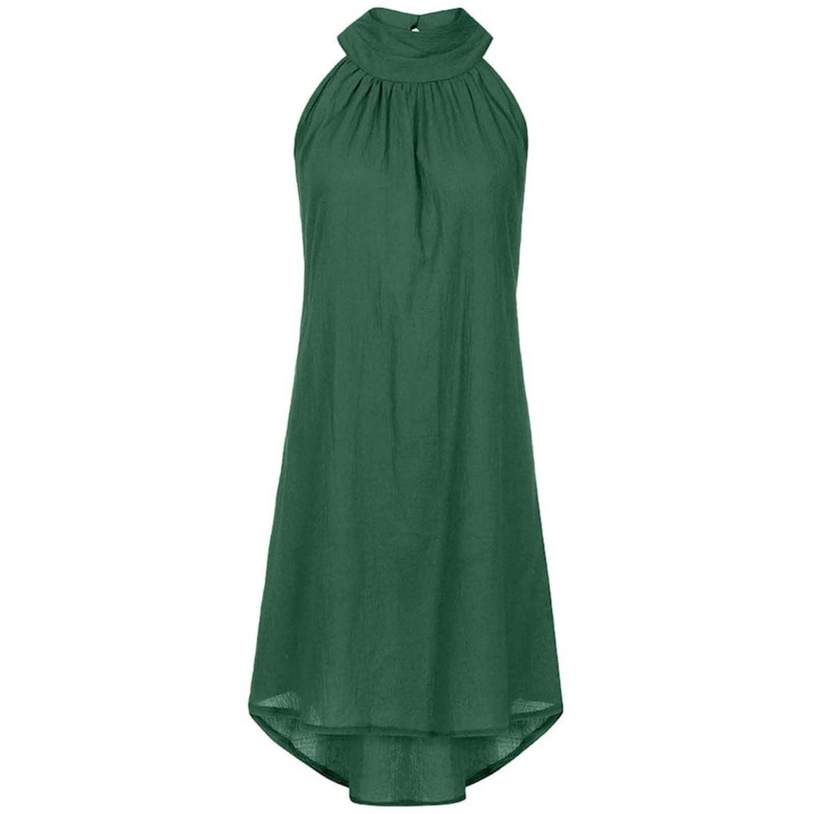 Sukienka Na Ramiączkach Damska Letnia Halterneck Off Shoulder Eleganckie Jednolite Sukienki Bez Rękawów Plażowe Casual Dress Nieregularne Mini Typu Swing
