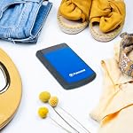 Disque dur externe Transcend 4 To, pour PS4/PC/Mac/Ordinateur de bureau/Portable/Xbox One/Xbox 360, HDD portable USB3.1Gen1 (5Gbps) Type-A, sauvegarde automatique d'une touche, résistant aux chocs, système de protection contre les chocs à trois niveaux