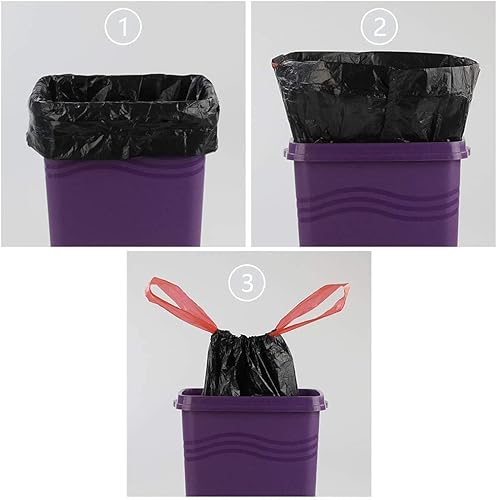 Miniatura 2 de Bolsas de basura con cordón de cocina de 6 galones, bolsas de basura negras de plástico, 2 rollos, 104 unidades