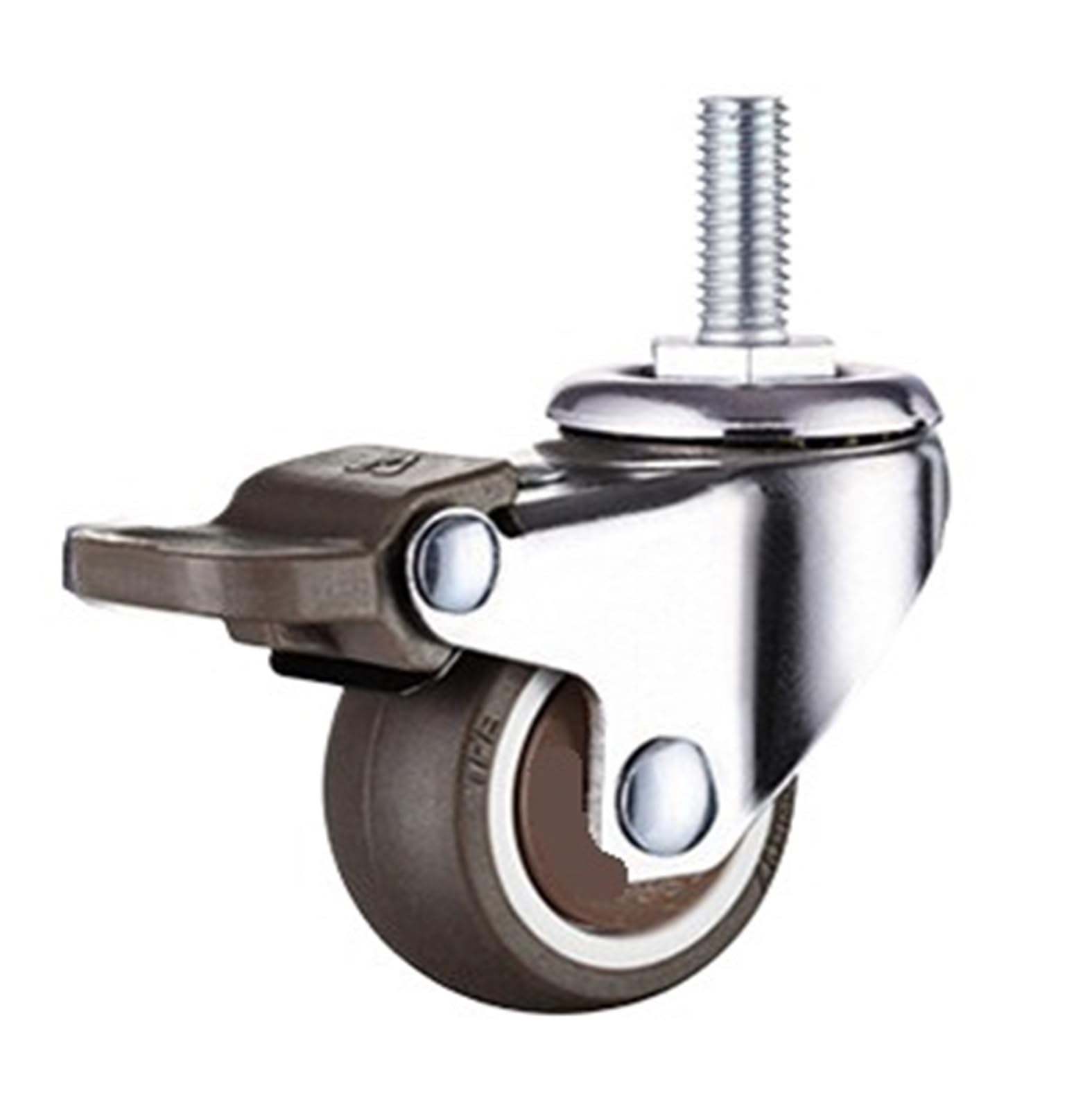 MXXDMOPD 1PCS 1/1.25/1.5/2 inch Furniture casters Rubber Swivel Caster Trolley with Brake(E-brake,1.0 inch)