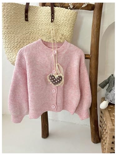 SweatyRocks Girl's Cute Button Down Cardigan Long Sleeve Drop Shoulder Knitted Sweater2