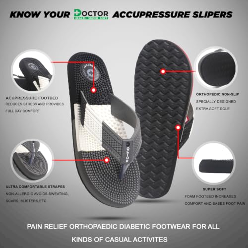 Image of DOCTOR HEALTH SUPER SOFT Men's & Boys Anti-Skid Flip Flops with Acupressure Massage Footbed | Lightweight | Soft | Doctor-Recommended Slipper for Pain Relief | All Day Wear Acupressure Doctor Slipper
