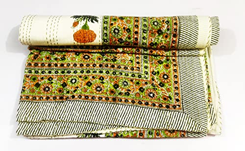 Couette Kantha couverture coton bohème fleurie 90x108 - 8