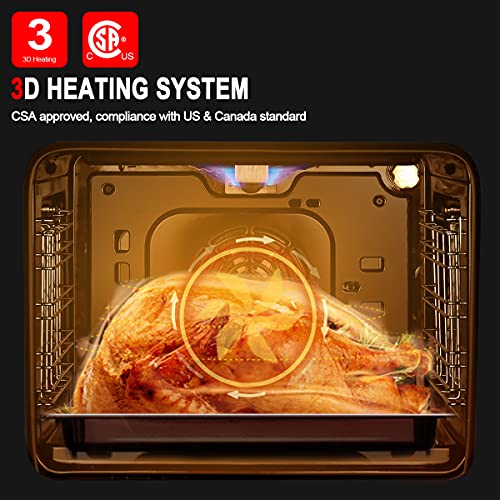 24 Inch Natural Gas Oven, Gasland Chef Pro Gs606Ms Built-In Single Wall Oven, 6 Cooking Function Gas Wall Oven With Rotisserie, Csa Approved, 120V Cord Plug Electric Ignition, Stainless Steel #TOP2