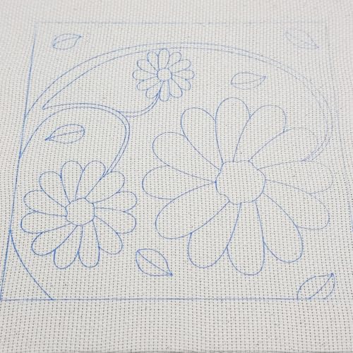 Image of Allazone Punch Needle Embroidery Kit - Square Frame with Flower Pattern, Hoop, Yarns, Beige and Yellow