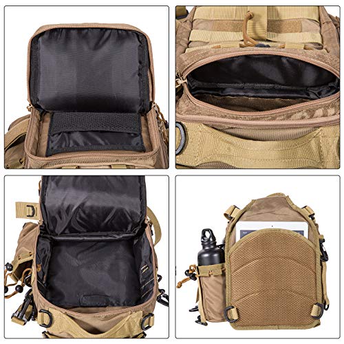 Himal Fishing Bag Tackle Storage Fishing Accessories Fly Fishing Gear Shoulder Backpack Waterproof Sling Bag With Rod Holder For Fishing Hunting Outdoor Sports Khaki #TOP5