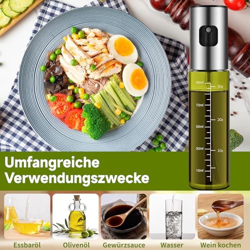 CenYouful Ölsprüher für Kochen, Grünes UV-Schutz Glas Öl Sprühflasche, 100% BPA frei Ölsprüher für Speiseöl, Küche Ölsprühflasche für Heißluftfritteuse, Oil Sprayer mit Skala & Trichter, Ölspray 5