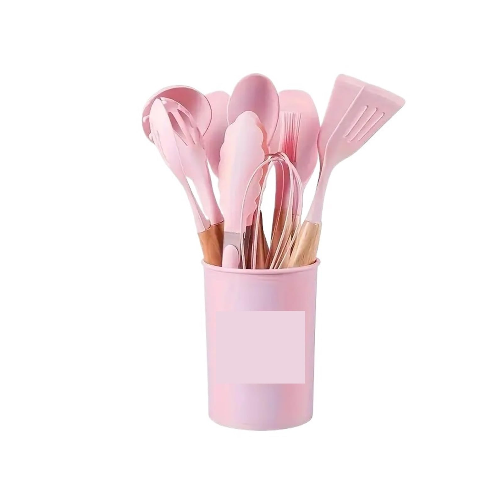 Küchenutensilien-Set mit Holzgriffen, Koch- und Backutensilien inklusive Spatel(Pink)
