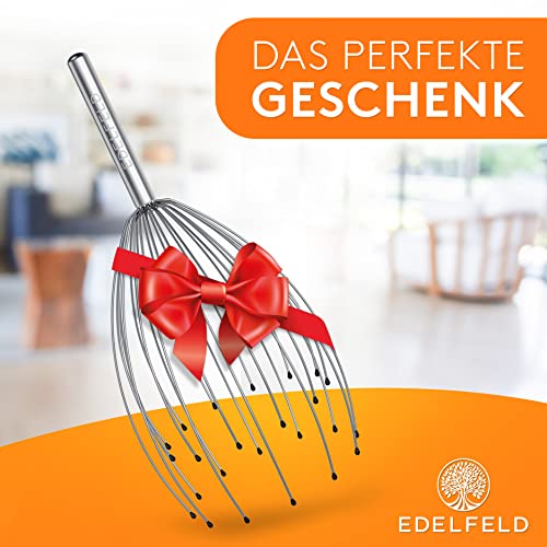 Die entspannende Kopfmassage Spinne mit 28 Fingern von Edelfeld [VERBESSERTE VERSION 2025]- Mit Geschenkverpackung & Schleife - Kopfmassagegerät als Geschenk mit Auslegern auf 2 Ebenen Wohlfühl-Noppen