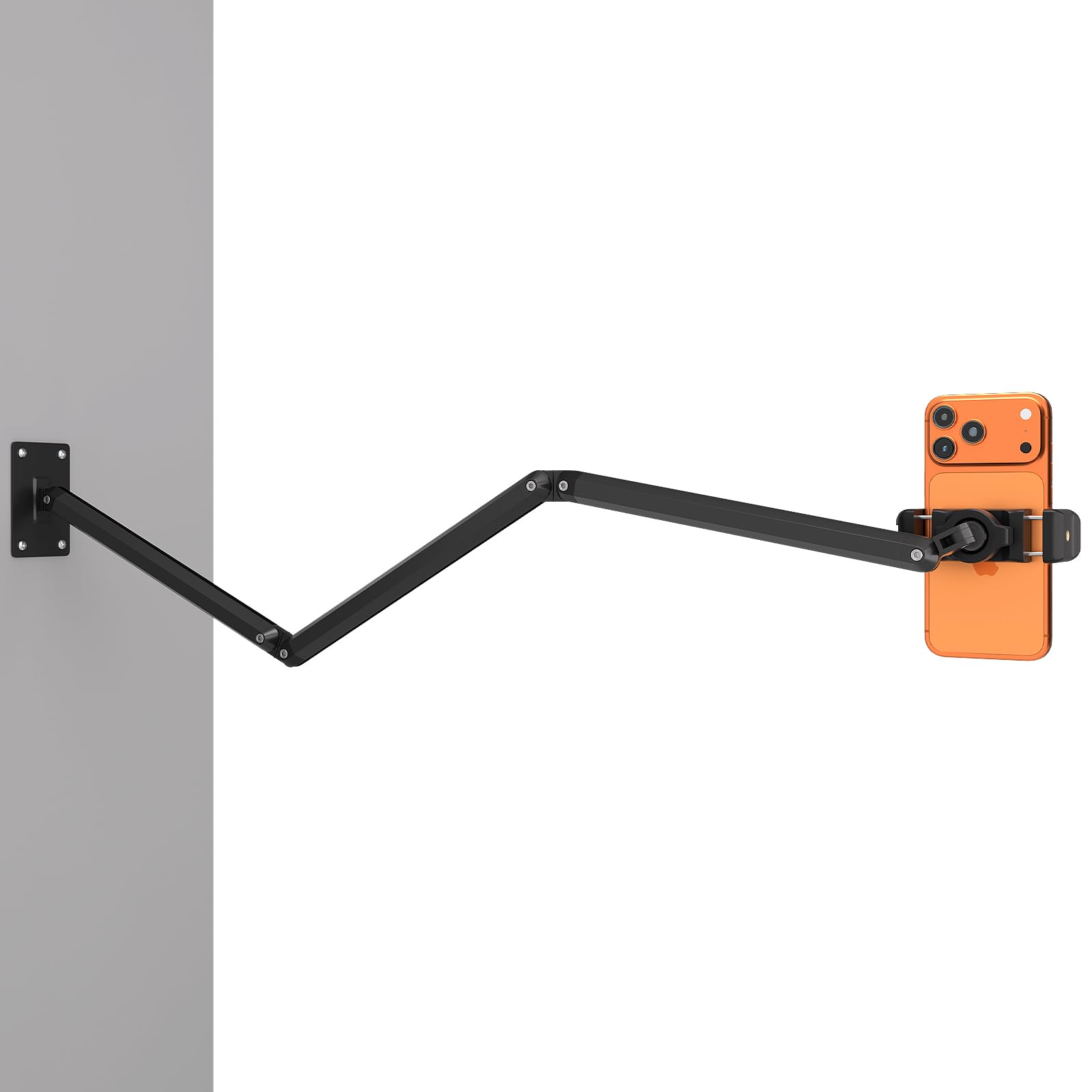 Supporto per telefono per scrivania, letto, supporto per telefono da parete, supporto per iPhone in alluminio a 3 fasi, bracci estensibili pieghevoli e base resistente, compatibile con iPhone/HTC/LG