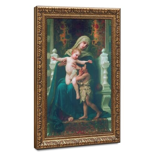 Peinture Bouguereau La Vierge et Jésus toile déco murale 30x45 cm