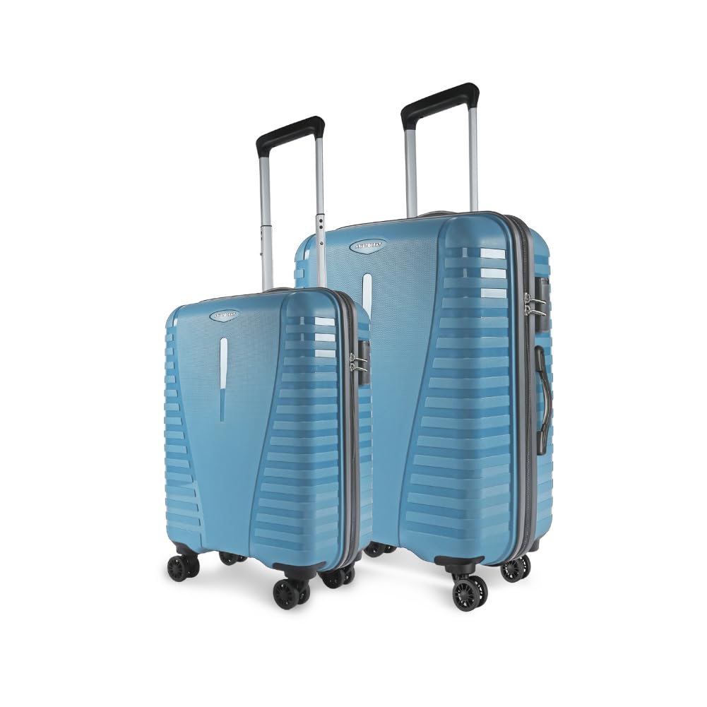 Sponsored Ad - Air Pro Trolley Bag Set of 2 Polypropylene Spinner Wheels Hard Luggage (55Cm and 66Cm) | Cabin and Medium Check-in Luggage | Secured Combination Lock | Cross Teal | Unisex