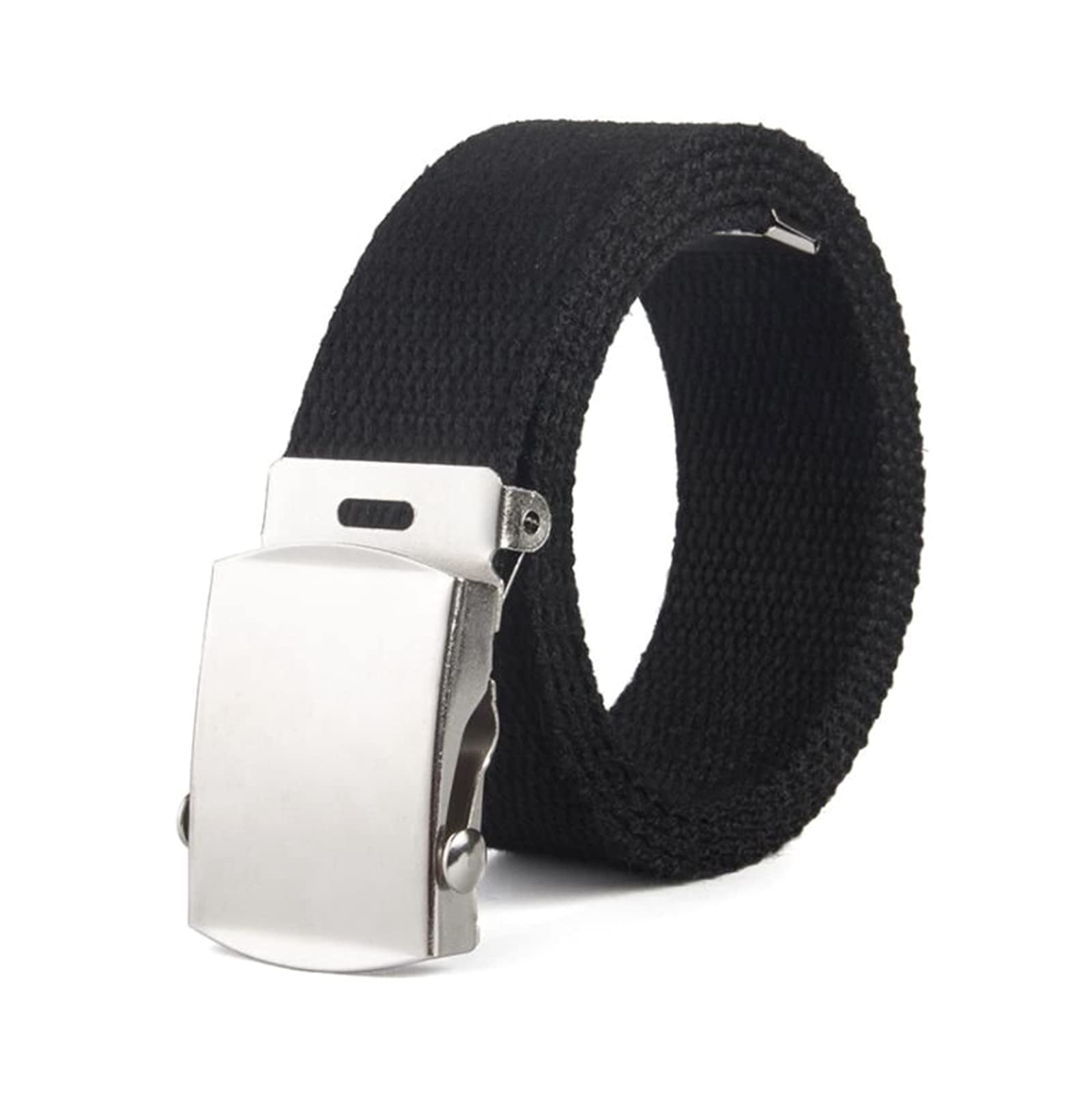 Bantopgong Men's Black Canvas Belt Wo Jeans Casual Belts Nylon Braided Belt 2.5Cm Width, 130Cm