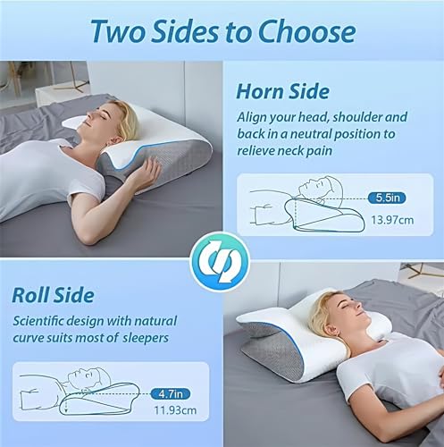 Xisnuient Almohada Ortopédica Cervical-Almohada Ergonómica - Almohada Contorno De Cama para Dormir De Lado, Almohada De Espuma con Memoria para Dolor De Cuello Hombro Dormir (Black) - imagen 7