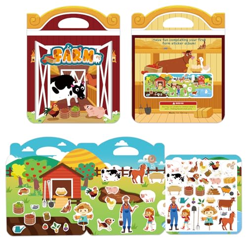 Widisun Sticker Books for Kids 2-4, Farms Jelly Sticker Book